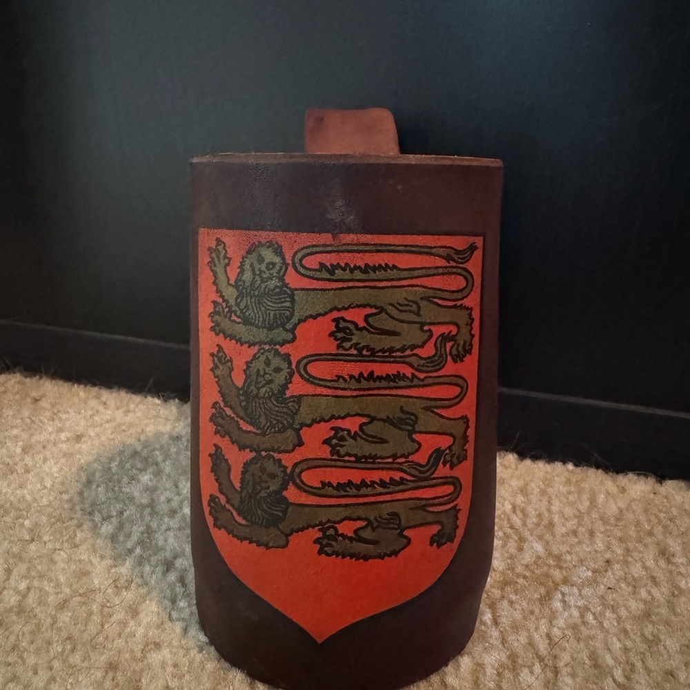 Brown and Red Leather Wrapped Beer Mug